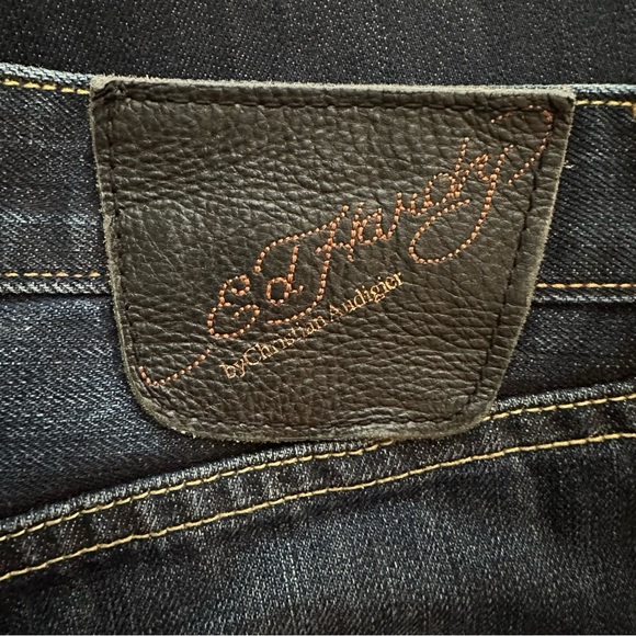 Vtg Y2K Ed Hardy Christian Audigier Jeans Button Fly Blue 31x32 Embroidery Logo - Picture 6 of 8